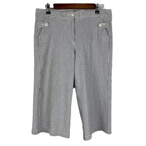 Isaac Mizrahi Metallic Striped Capri Pants Women's 12 Gray White Silver